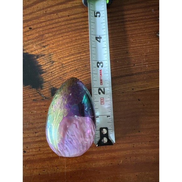 Vintage 1989 Mount Saint Helens Ash Iridescent Art Glass Egg Paperweight Signed - Picture 15 of 15
